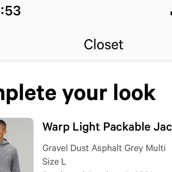 Large Lululemon Warp Light Packable Jacket “Gravel Dust Asphalt Grey Multi” - Picture 6 of 6